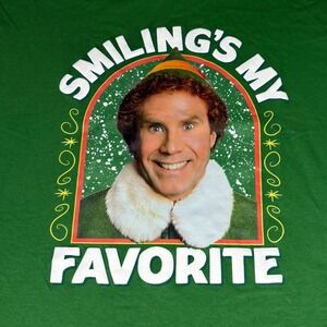 Elf Movie Graphic Tee Smiling's My Favorite Men Women Unisex Green Size XL